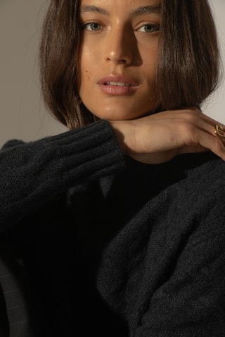 Jersey 100 % cachemir - Cuello alto - Negro