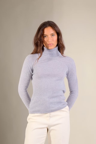 Jersey 100 % cachemir - Cuello vuelto - Azul claro