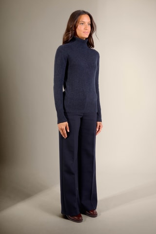 Jersey 100 % cachemir - Cuello vuelto - Azul marino