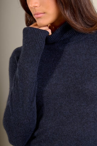 Jersey 100 % cachemir - Cuello vuelto - Azul marino