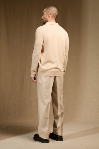 Polo 100 % cachemir - Cuello con tira de botones - Beige