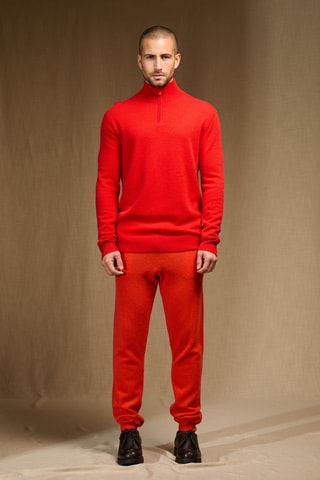 Jersey - 100 % cachemir - Cuello alto con cremallera - Rojo