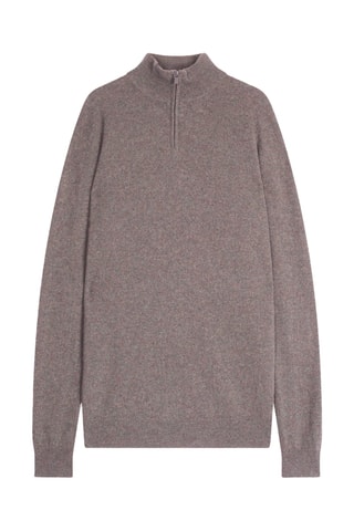 Jersey - 100 % cachemir - Cuello alto con cremallera - Gris