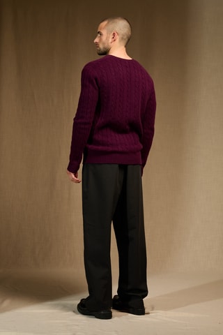 Jersey 100 % cachemir - Cuello redondo - Violeta