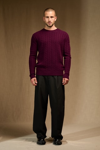 Jersey 100 % cachemir - Cuello redondo - Violeta