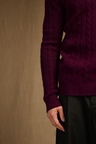 Jersey 100 % cachemir - Cuello redondo - Violeta