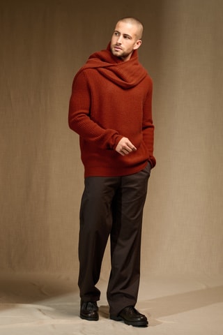 Jersey 100 % cachemir - Cuello redondo - Rojo teja