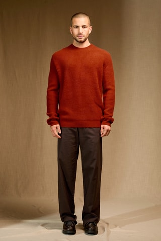 Jersey 100 % cachemir - Cuello redondo - Rojo teja