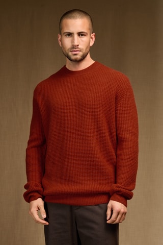 Jersey 100 % cachemir - Cuello redondo - Rojo teja