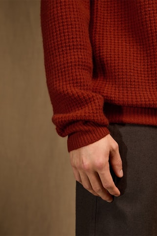 Jersey 100 % cachemir - Cuello redondo - Rojo teja