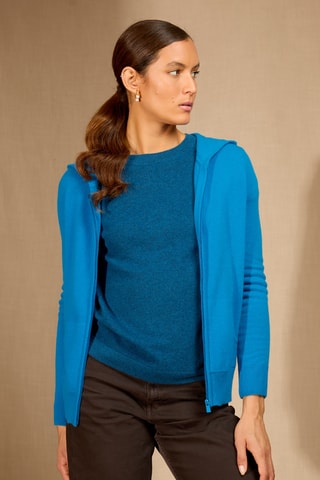 Cárdigan con capucha 100 % cachemir - Azul