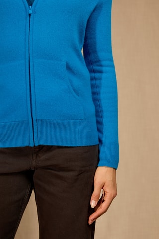 Cárdigan con capucha 100 % cachemir - Azul
