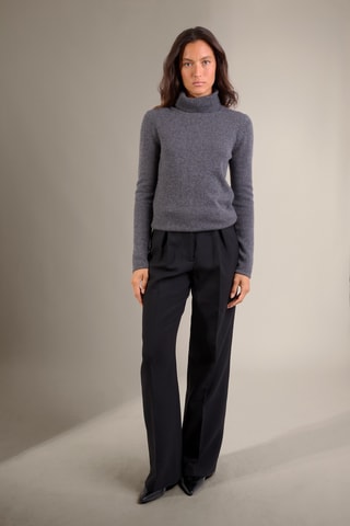 Jersey 100 % cachemir - Cuello vuelto - Antracita