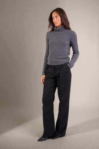 Jersey 100 % cachemir - Cuello vuelto - Antracita