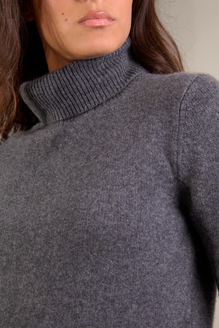 Jersey 100 % cachemir - Cuello vuelto - Antracita