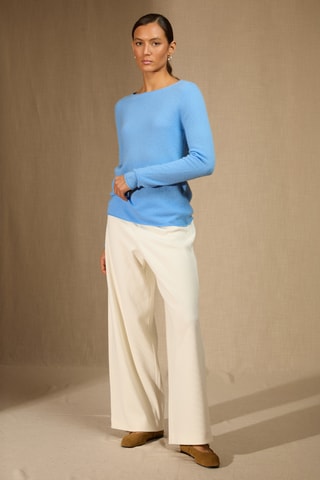 Jersey 100 % cachemir - Cuello barco - Azul claro