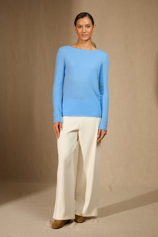 Jersey 100 % cachemir - Cuello barco - Azul claro
