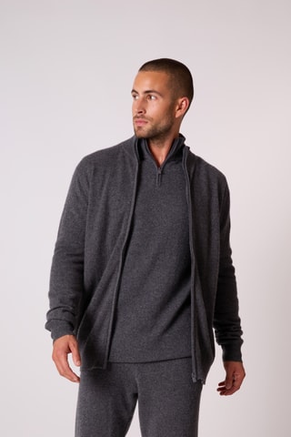 Cárdigan 100 % cachemir - Cuello alto - Antracita