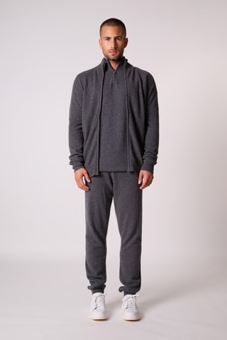 Cárdigan 100 % cachemir - Cuello alto - Antracita