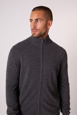 Cárdigan 100 % cachemir - Cuello alto - Antracita