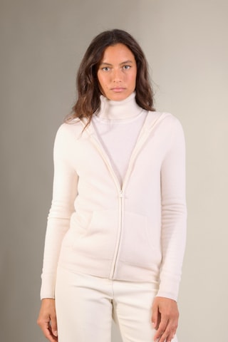 Cárdigan con capucha 100 % cachemir - Marfil