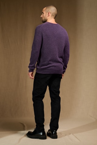 Jersey 100 % cachemir - Cuello de pico - Violeta