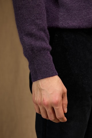 Jersey 100 % cachemir - Cuello de pico - Violeta