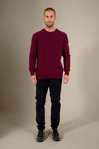 Jersey 100 % cachemir - Cuello redondo - Burdeos