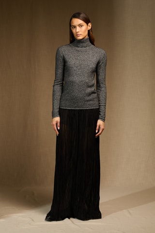 Jersey 100 % cachemir - Cuello vuelto - Gris