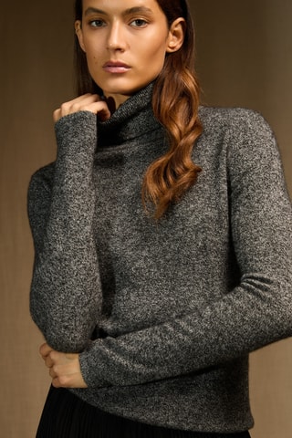 Jersey 100 % cachemir - Cuello vuelto - Gris