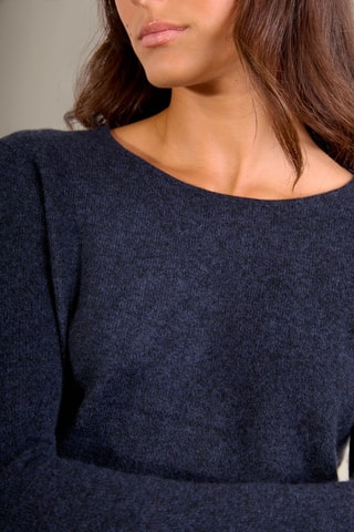 Jersey 100 % cachemir - Cuello barco - Azul marino