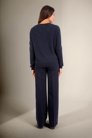 Jersey 100 % cachemir - Cuello de pico - Azul marino