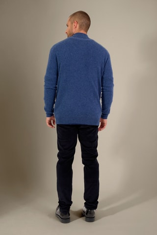 Cárdigan 100 % cachemir - Cuello alto - Azul jaspeado