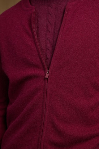 Cárdigan 100 % cachemir - Cuello ligeramente alto - Burdeos