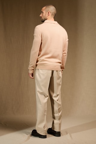 Polo 100 % cachemir - Cuello con tira de botones - Beige