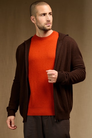 Cárdigan con capucha 100 % cachemir - Marrón