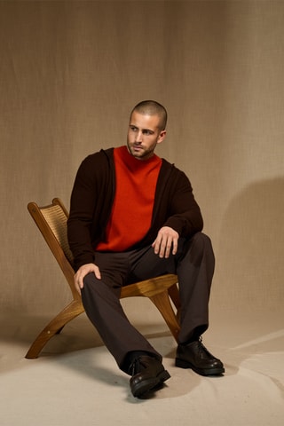 Cárdigan con capucha 100 % cachemir - Marrón