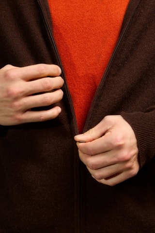 Cárdigan con capucha 100 % cachemir - Marrón