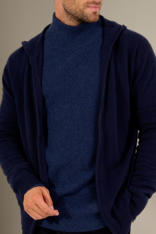 Cárdigan con capucha 100 % cachemir - Azul marino