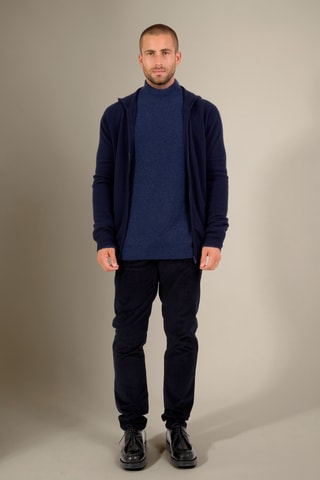 Cárdigan con capucha 100 % cachemir - Azul marino