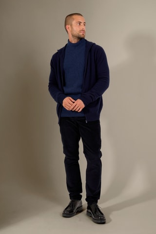 Cárdigan con capucha 100 % cachemir - Azul marino