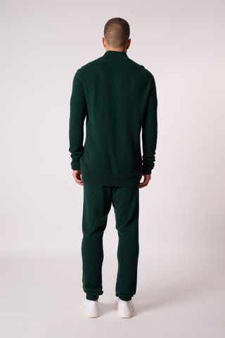 Jersey - 100 % cachemir - Cuello alto con cremallera - Verde oscuro