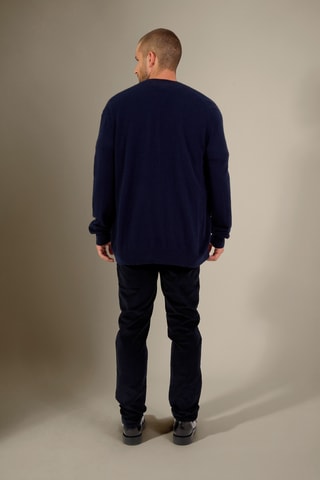 Cárdigan 100 % cachemir - Cuello ligeramente alto - Azul marino