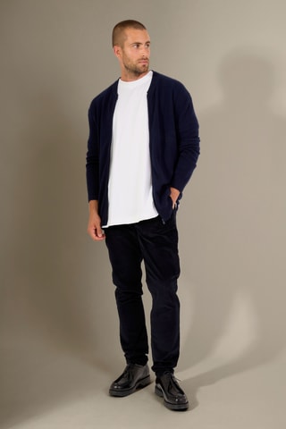 Cárdigan 100 % cachemir - Cuello ligeramente alto - Azul marino