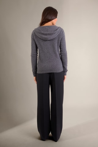 Cárdigan con capucha 100 % cachemir - Cuello alto - Antracita jaspeado