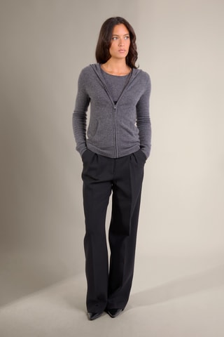 Cárdigan con capucha 100 % cachemir - Cuello alto - Antracita jaspeado