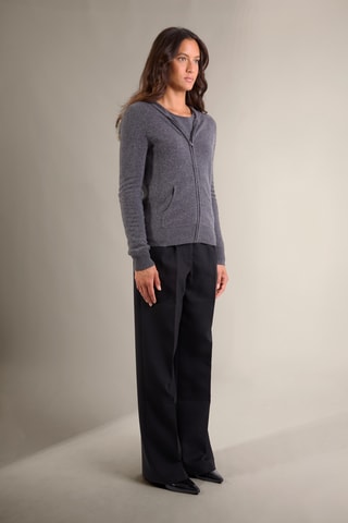 Cárdigan con capucha 100 % cachemir - Cuello alto - Antracita jaspeado