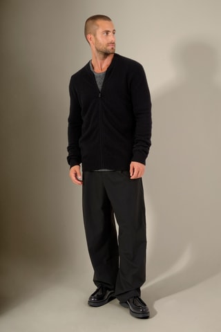 Cárdigan 100 % cachemir - Cuello ligeramente alto - Negro