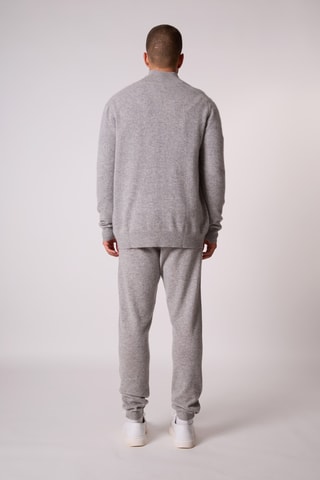 Cárdigan 100 % cachemir - Cuello alto - Gris claro jaspeado