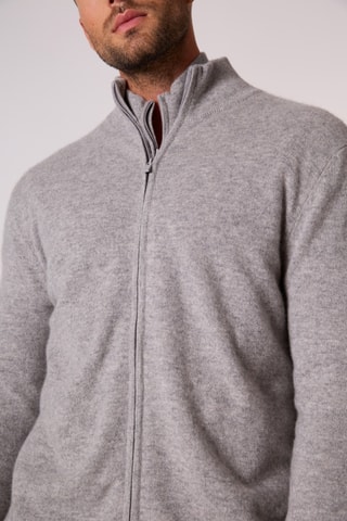 Cárdigan 100 % cachemir - Cuello alto - Gris claro jaspeado